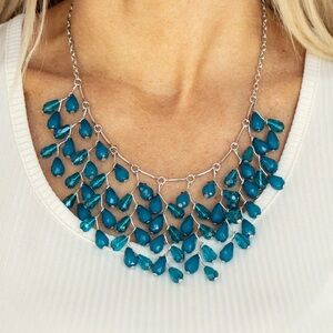 Paparazzi Silver Necklace with Teal Accents